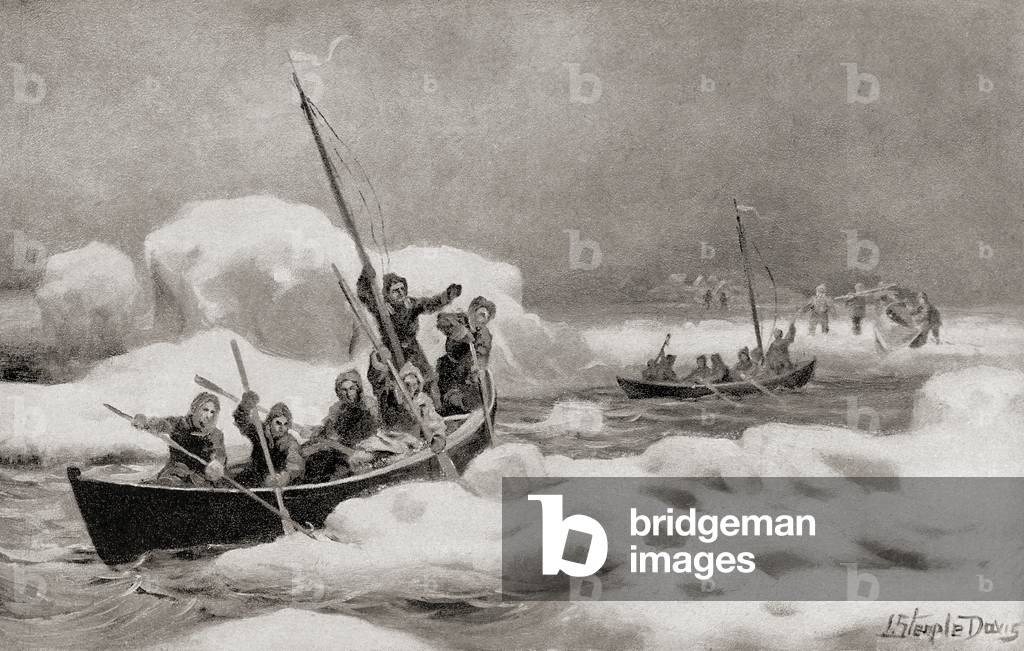 Elisha Kent Kane, leader of The Second Grinnell Expedition of 1853, in search of Captain Sir John Franklin's lost expedition in the Arctic Regions, from The History of Our Country, published 1905 (litho)