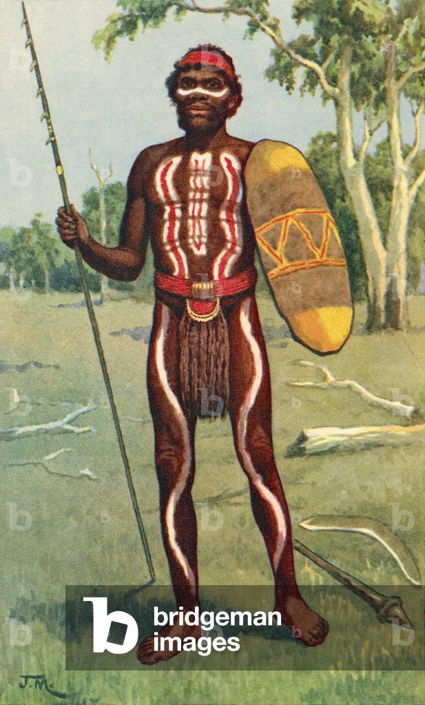 An Australian Aboriginal in full war paint,