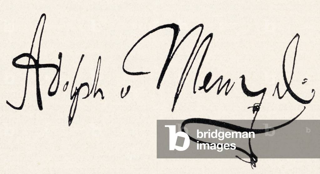 Signature of Adolph Friedrich Erdmann von Menzel, German artist, from Die Gartenlaube, pub. 1905