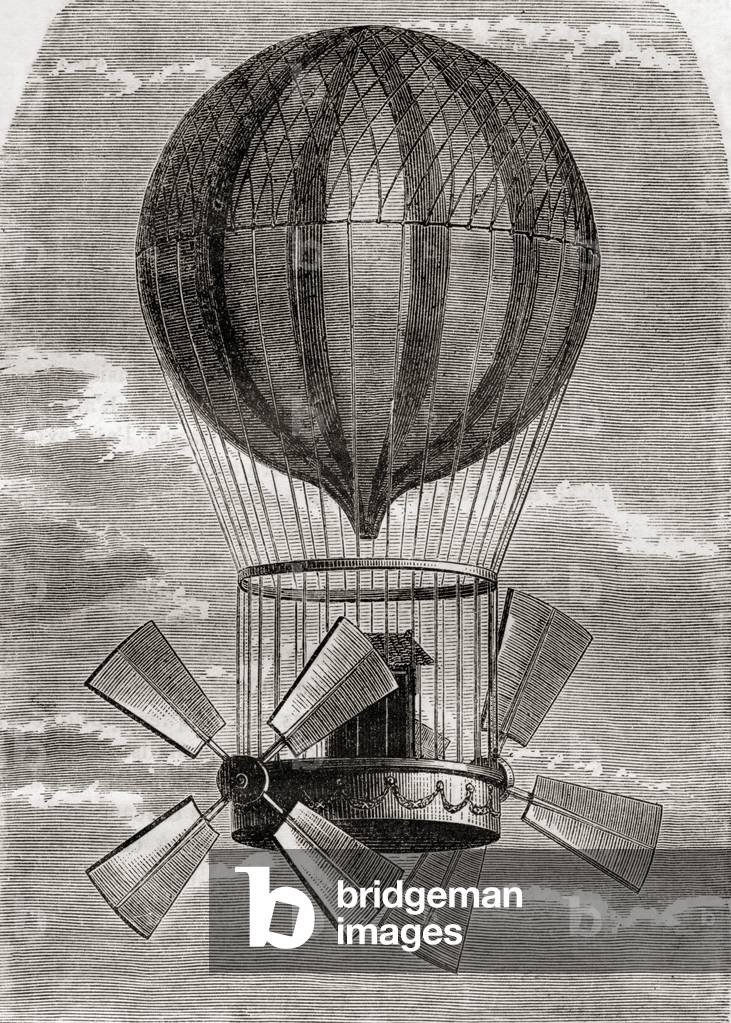 The Comte d'Artois hot air balloon built by Alban and Vallet at Javelle, near Paris, France  in 1785, from Les Merveilles de la Science, published c.1870 (engraving)