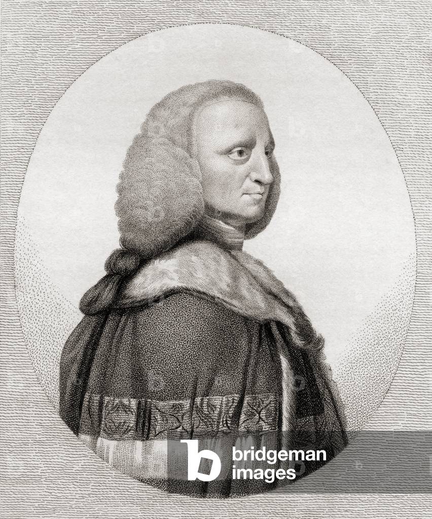 Lord George Lytlleton, also Littleton, 1709  1773. English politician and agnostic.   Engraved by Bocquet from the book A catalogue of Royal and Noble Authors, Volume IV published 1806.