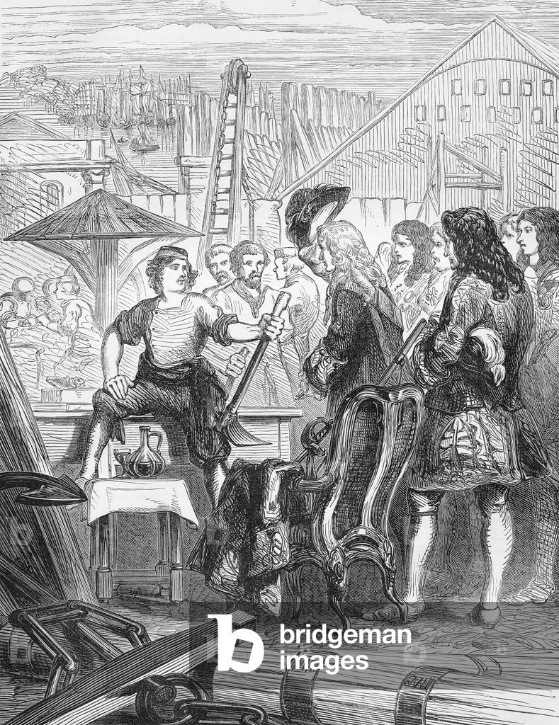 The meeting between Peter the Great and King William III (1698), c.1890 (engraving)