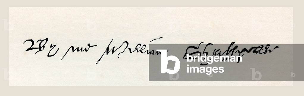 Signature of William Shakespeare, from 'The Works of William Shakespeare', published 1896 (engraving)