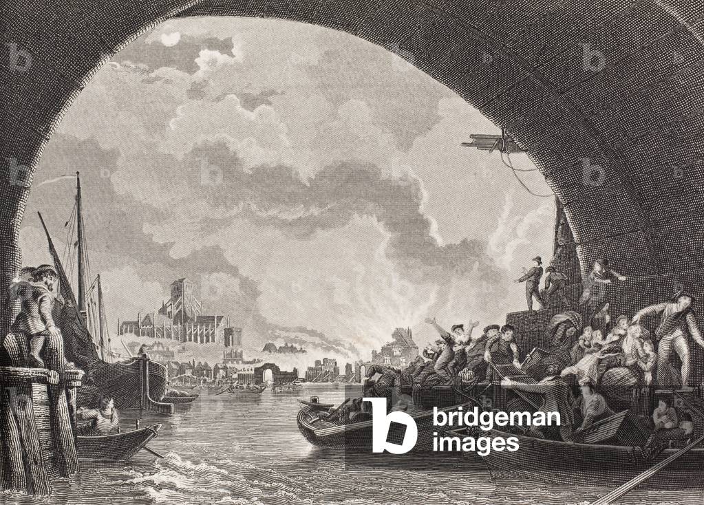 The Great Fire of London, 1666, from 'Gallery of Historical Portraits', published c.1880 (litho)