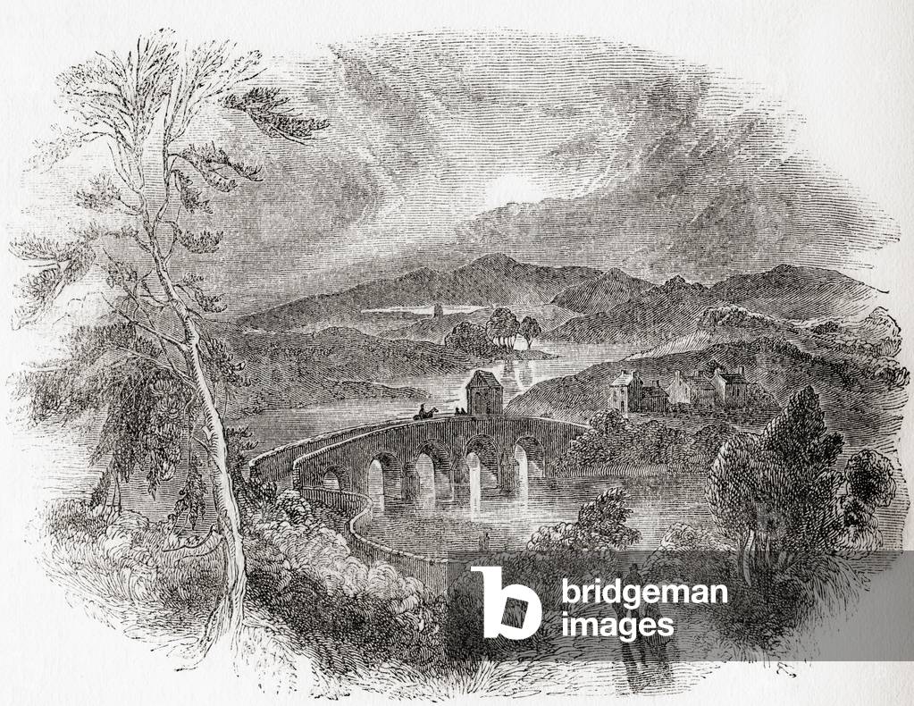 The bridge over the River Clyde, Lanarkshire, Scotland, the site of The Battle of Bothwell Bridge, or Bothwell Brig, 22 June 1679, from Old England: A Pictorial Museum, pub. 1847
