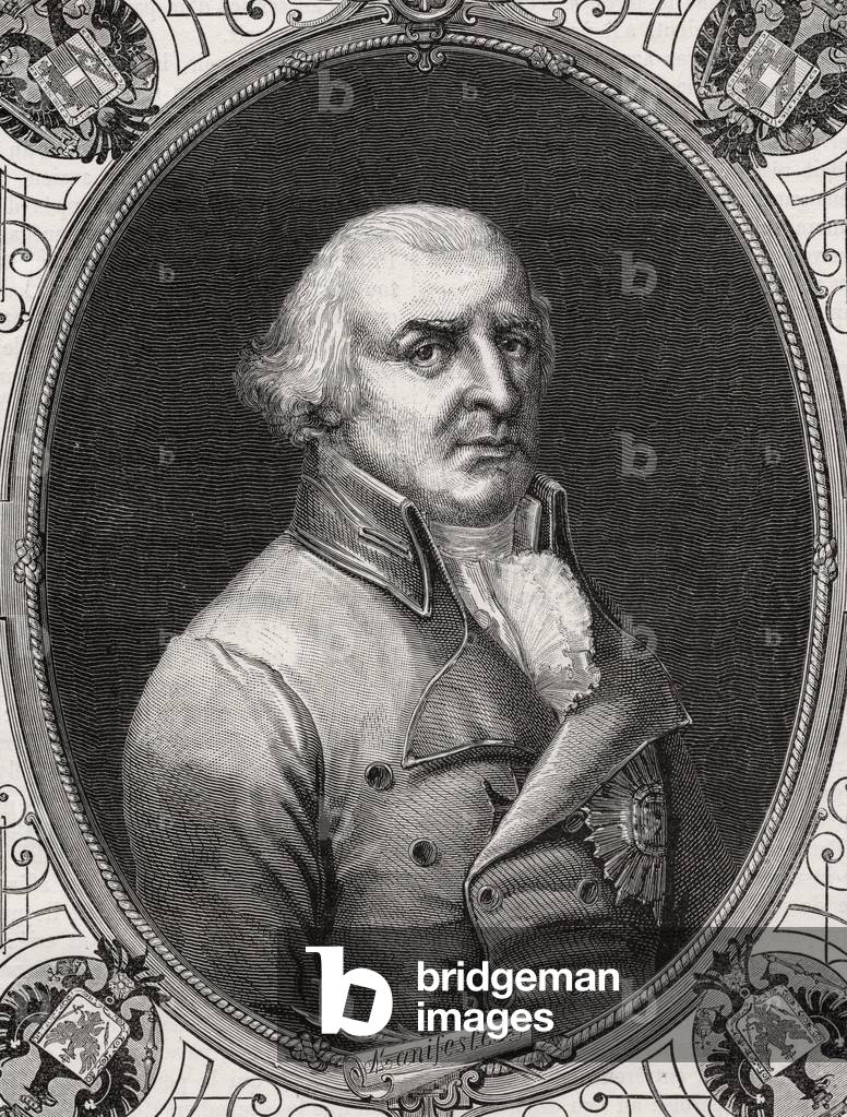 Karl Wilhelm Ferdinand, Duke of Brunswick-Luneberg, engraved by Stephane Pannemaker (1847-1930) after Rambert, from 'Histoire de la Revolution Francaise' by Louis Blanc (1811-82) (engraving)