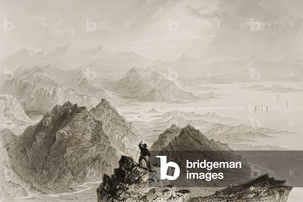 View of Bantry Bay from Sugarloaf Mountain, County Cork, from 'Scenery and Antiquities of Ireland' by George Virtue, 1860s (engraving)