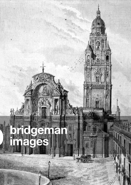 Cathedral of Murcia, Spain, 1880s (engraving)