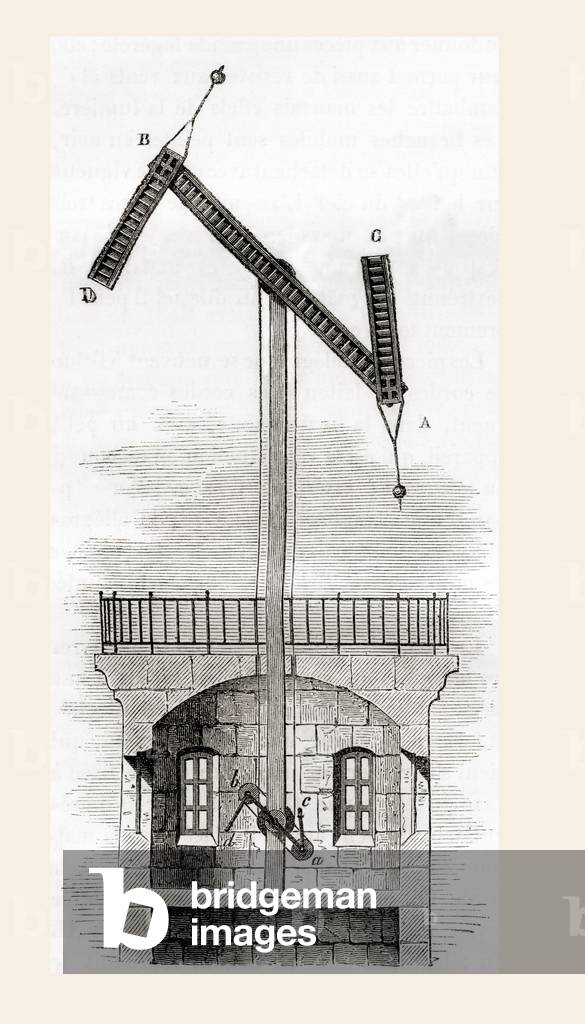 Chappe's telegraph system, from Les Merveilles de la Science, published c.1870 (engraving)