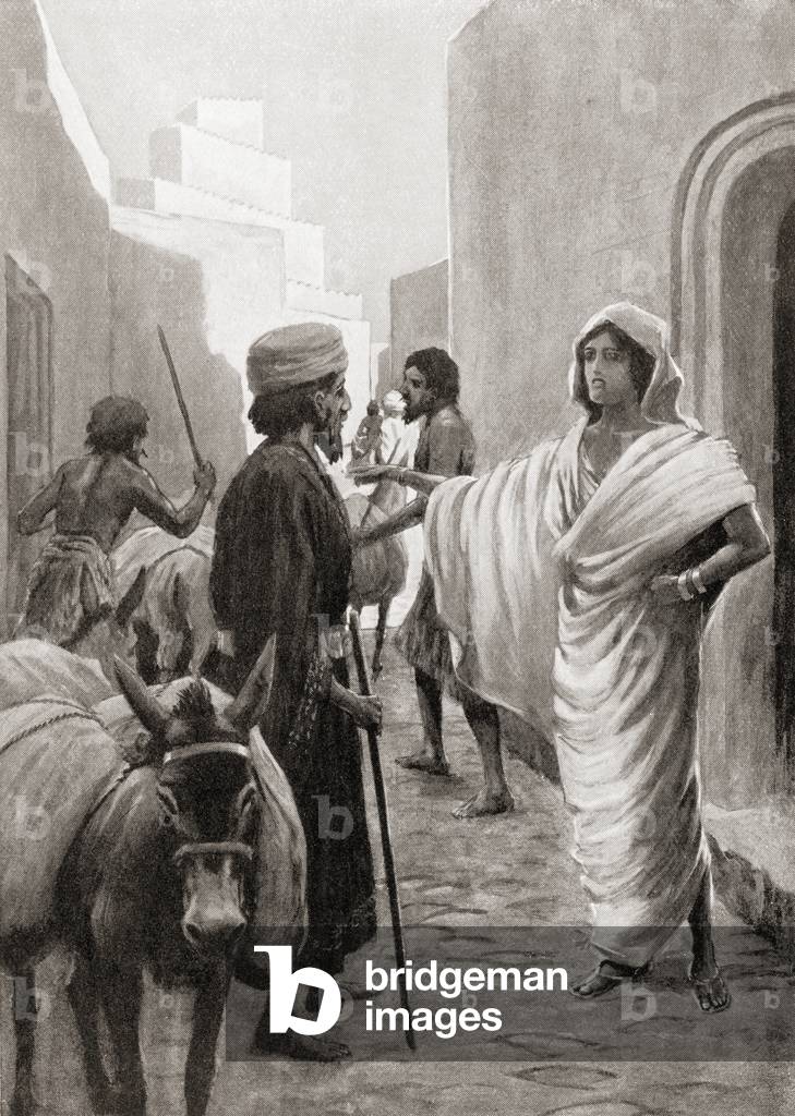 Babylonian votaress despatching a caravan for trade, from Hutchinson's History of the Nations, pub.1915