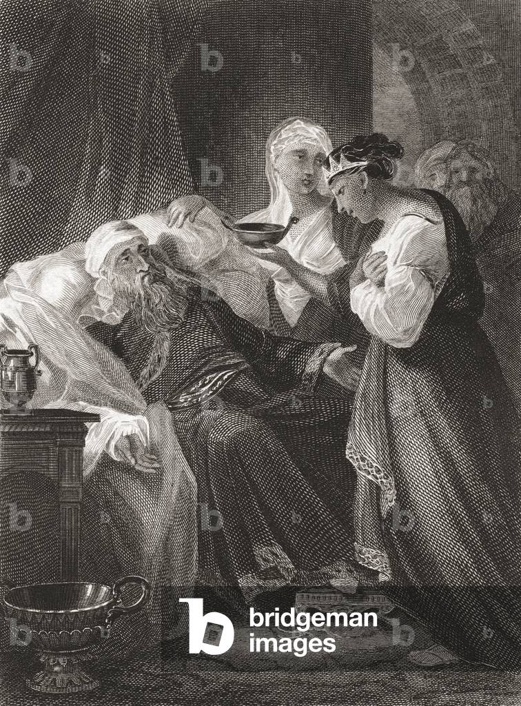 David and Bathsheba.  From a 19th century print.