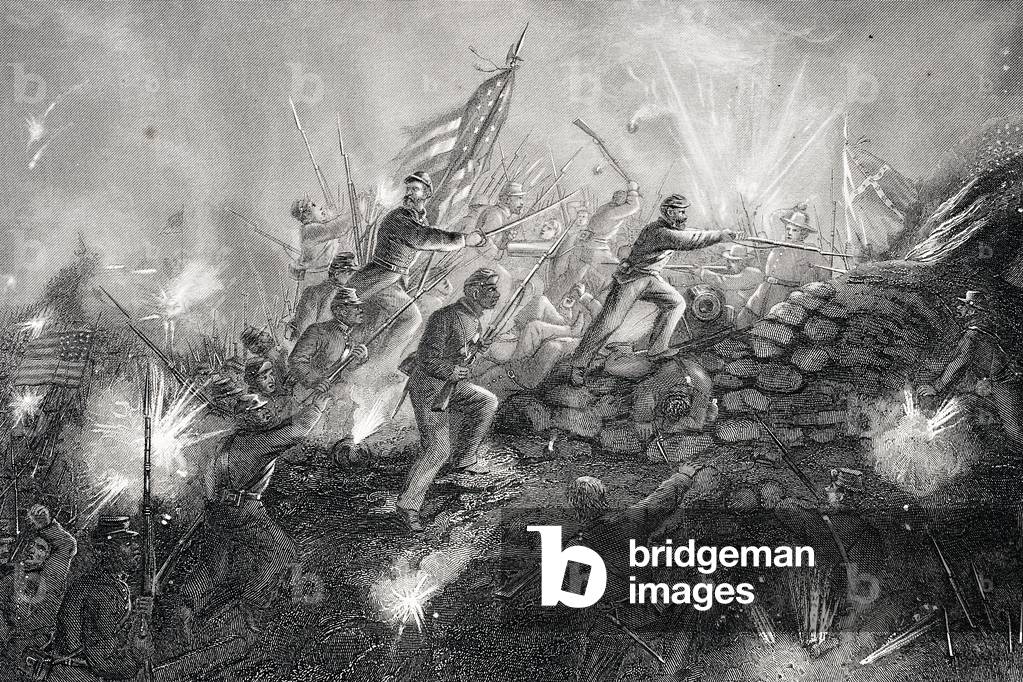 Attack on Fort Wagner, Morris Island, South Carolina, 1863 (litho)