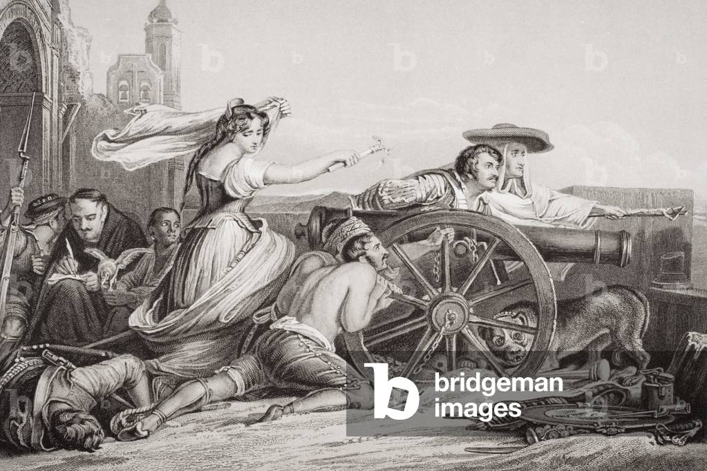 The Defence of Saragossa, 1808, from `Illustrations of English and Scottish History' Volume II (engraving)