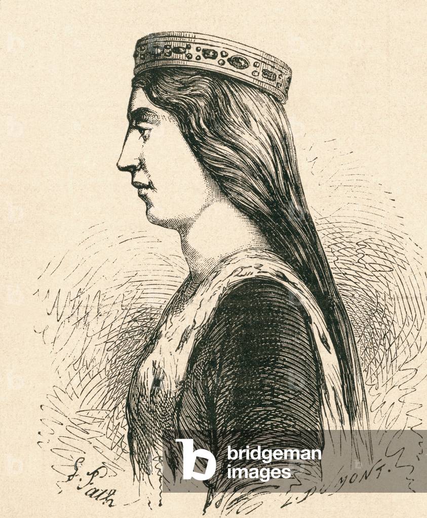 Valentina Visconti, 1368 –1408.  Sovereign Countess of Vertus, and duchess consort of Orléans as the wife of Louis de Valois, Duke of Orléans.
