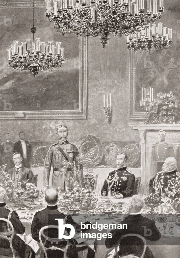 Lord Kitchener replying to the toast of his health at the banquet at St. James's Palace, London, England, July 12, 1902