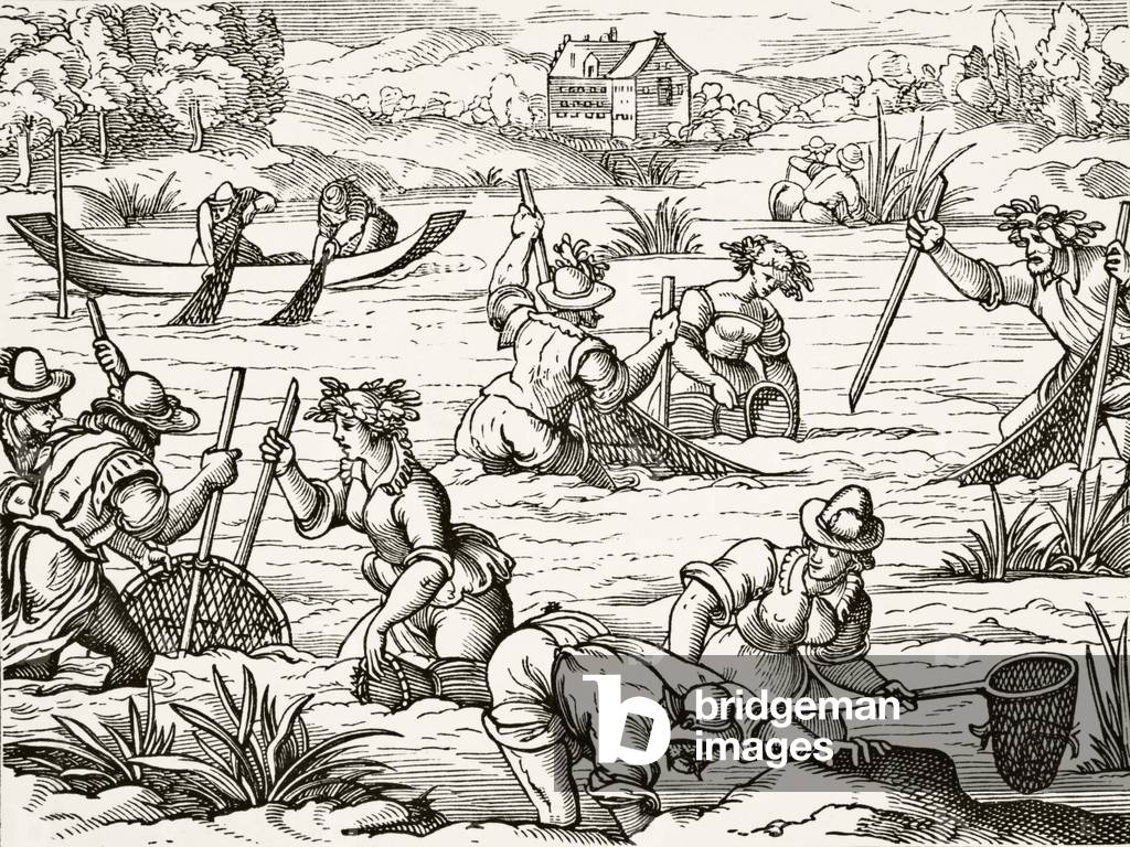 River fishing, from 'Science and Literature in the Middle Ages' by Paul Lacroix (1806-84) published London 1878 (litho)