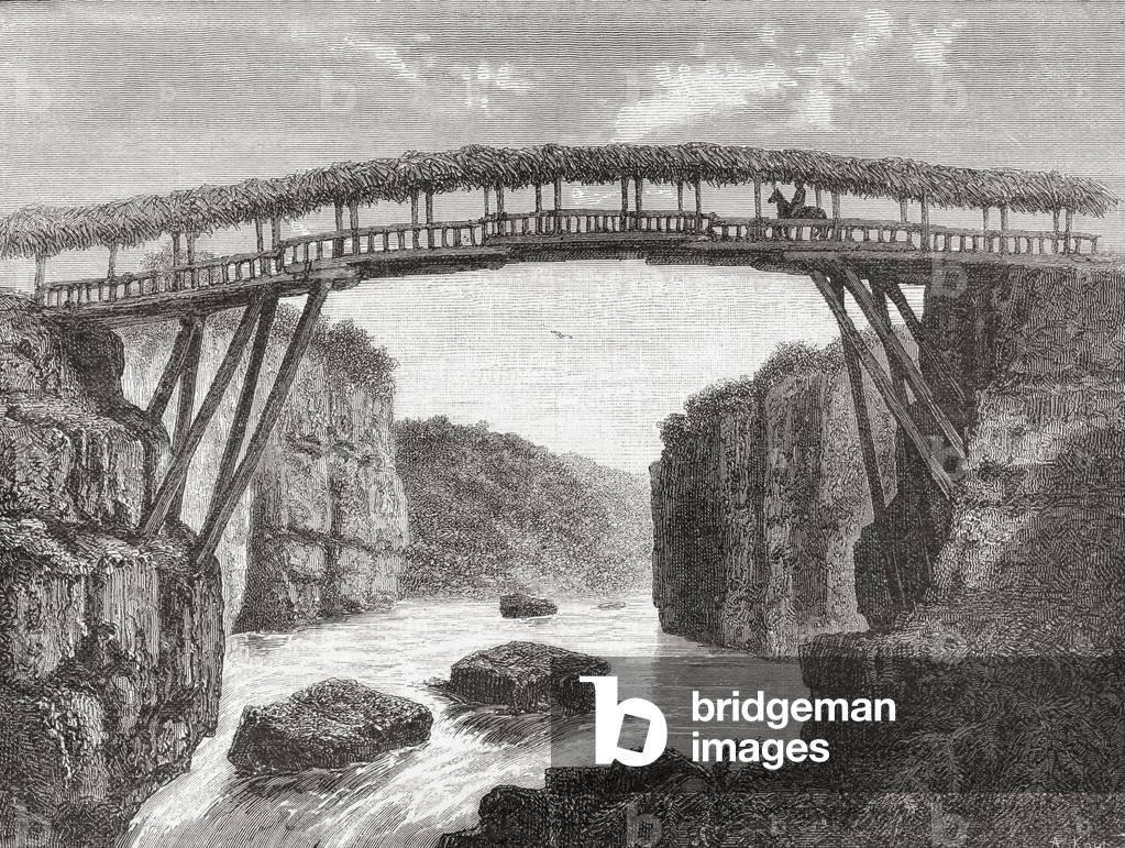 Bridge over the river Porce, near Medellin, Colombia, South America, in the 19th century.