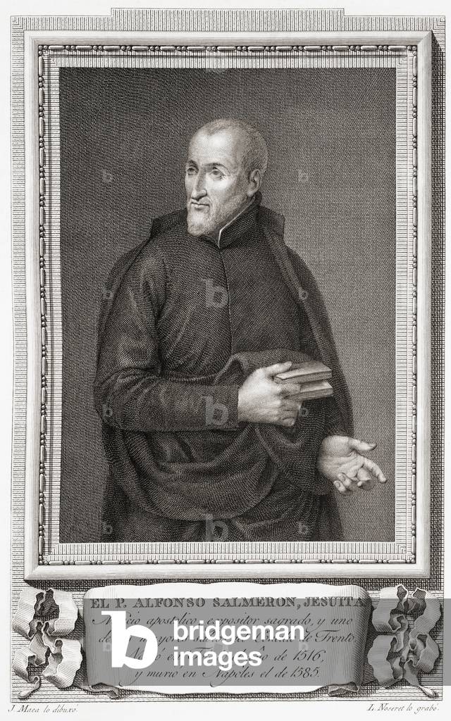 Alfonso (Alphonsus) Salmerón, after an etching in Retratos de Los Españoles Ilustres, Madrid, Spain, pub. 1791