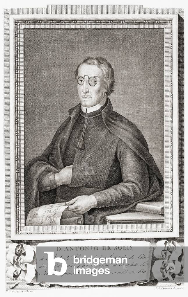 Antonio de Solís y Ribadeneyra, after an etching in Retratos de Los Españoles Ilustres, Madrid, Spain, pub. 1791