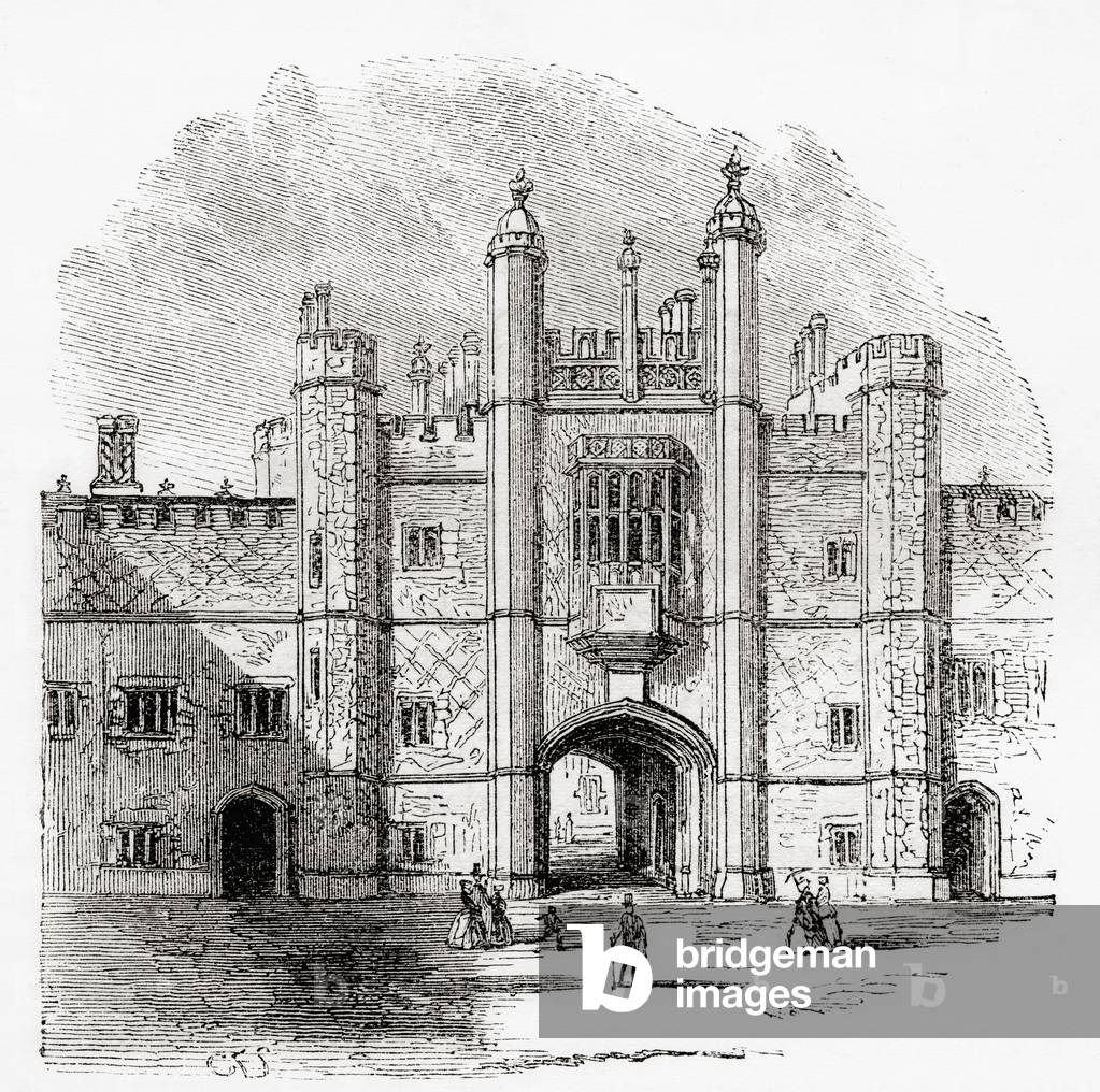 The gateway to Eton College, Eton, Berkshire, England, seen here in the 19th century.