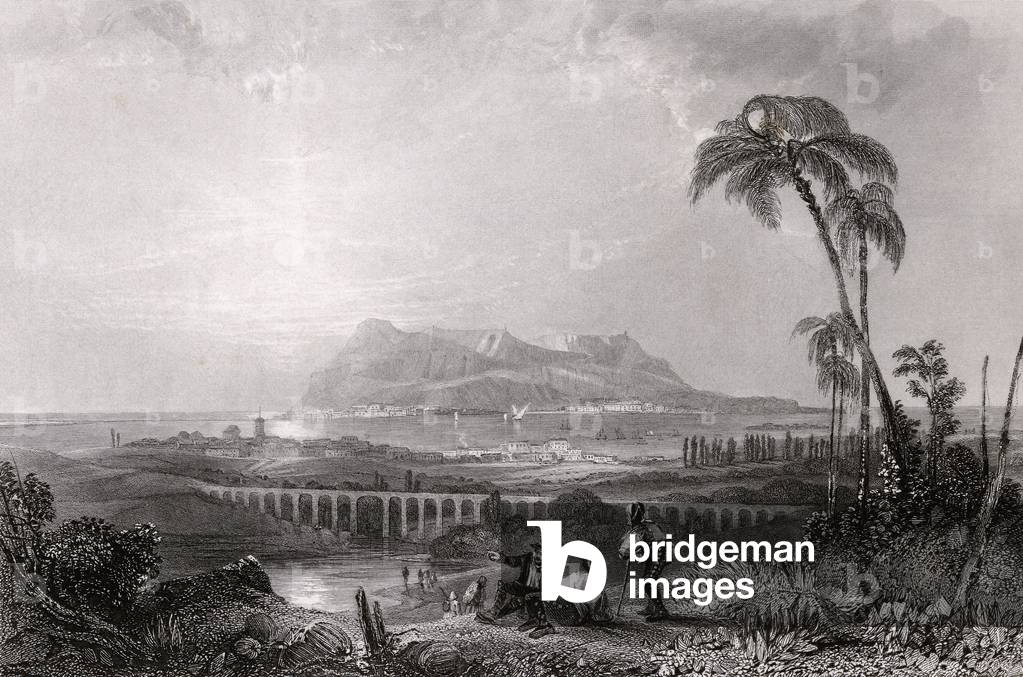 Gibraltar seen from the Algeciras (engraving)