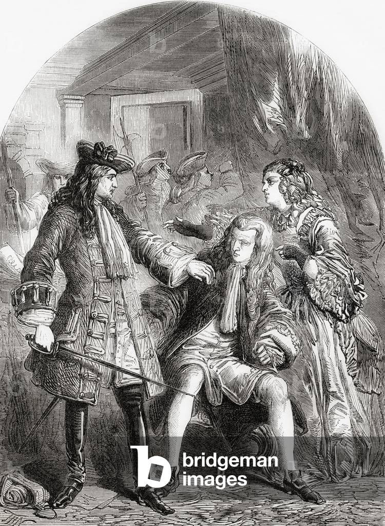 The arrest of the Swedish ambassador Gyllenborg in 1715. c.1890 (engraving)