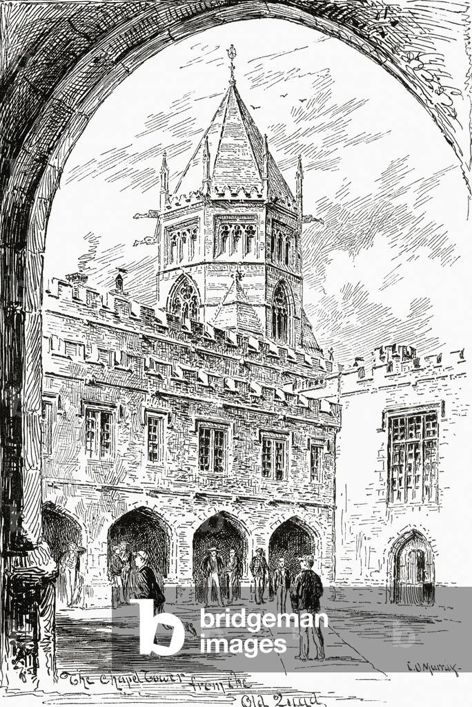 Rugby School, the Chapel Tower from the Old Quad, from 'The English Illustrated Magazine', 1891-92 (litho)