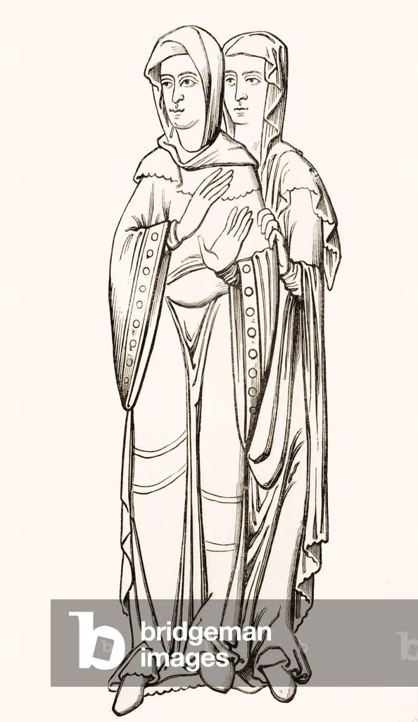 Costumes of Ladies of the Frankish Court (6th-10th century) from 'Le Moyen Age et La Renaissance' by Paul Lacroix (1806-84) published 1847 (litho)