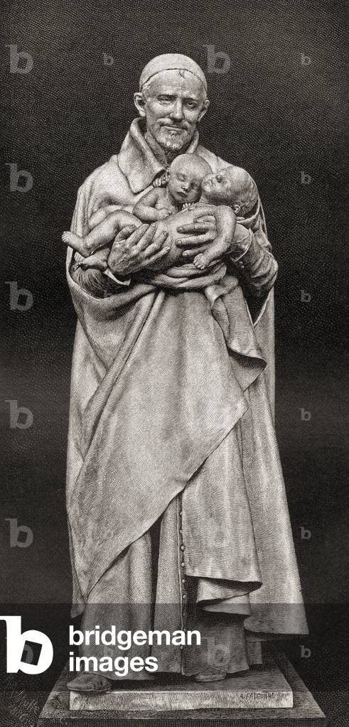St. Vincent de Paul, Priest of the Catholic Church, after the statue by Alexandre Falguière, publ. 1887 (print)