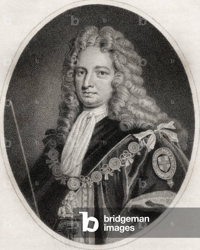 Robert Harley, engraved by Maddox, illustration from 'A catalogue of Royal and Noble Authors, Volume IV', published in 1806 (litho)