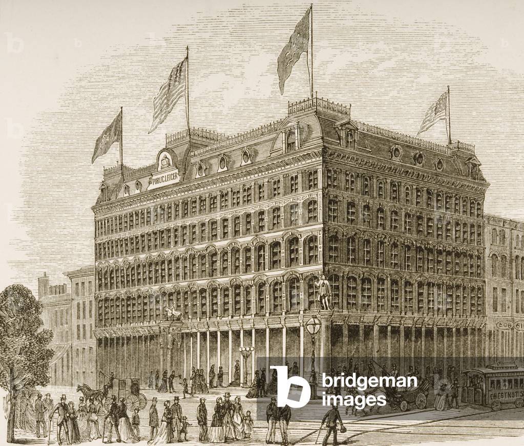 Public Ledger Building, Philadelphia, in c.1870, from 'American Pictures' published by the Religious Tract Society, 1876 (engraving)