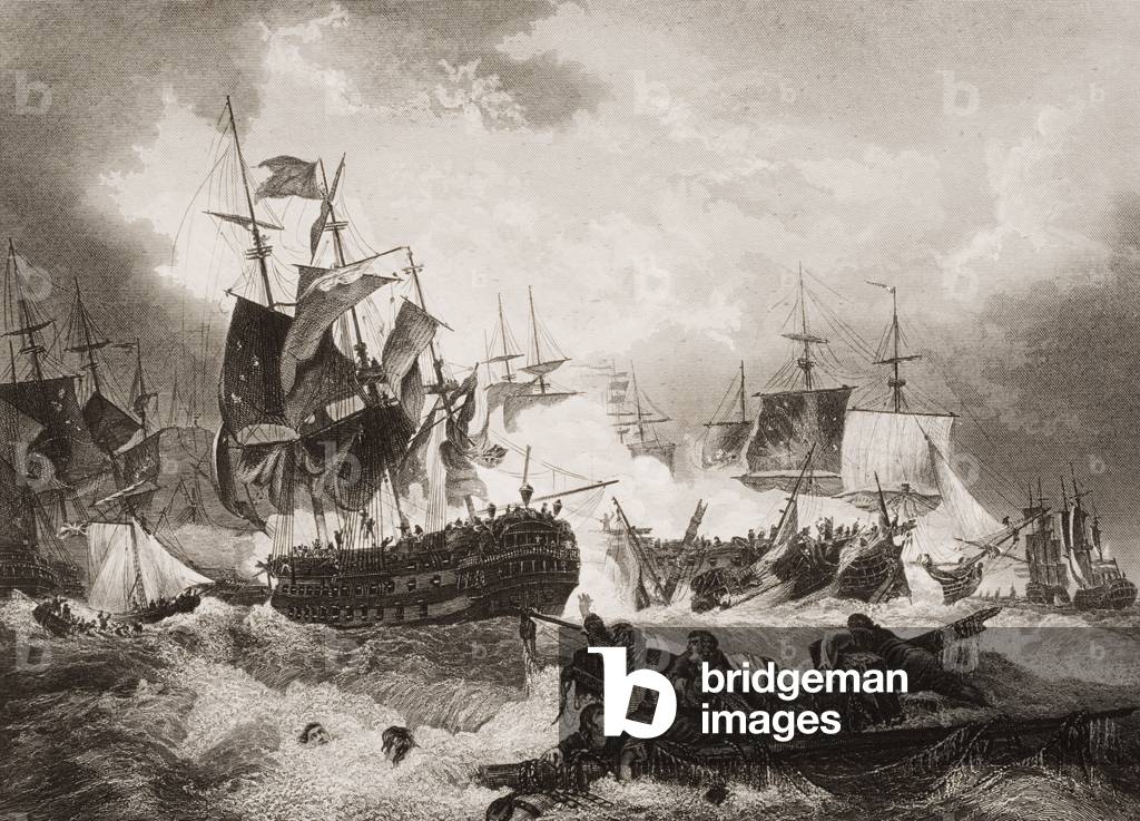 Admiral Duncan's Victory over the Dutch Fleet in the North Sea, illustration from 'England's Battles by Sea and Land' by Lieut. Col. Williams (engraving)