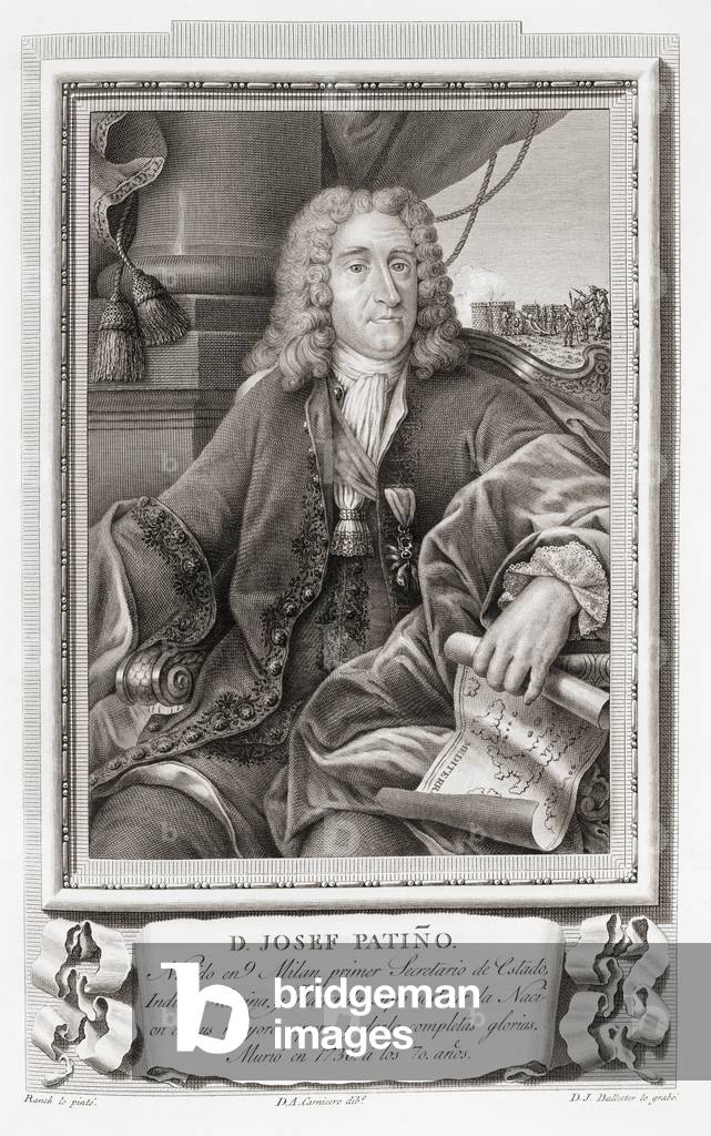 Don José Patiño y Rosales, after an etching in Retratos de Los Españoles Ilustres, Madrid, Spain, pub. 1791