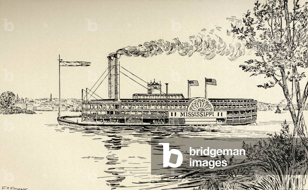 A Mississippi Steamer off St. Louis, from 'American Notes' by Charles Dickens (engraving)