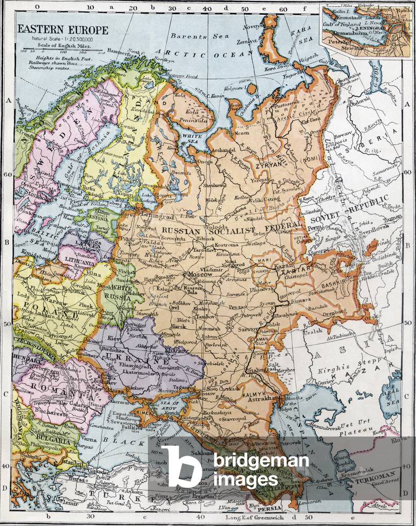 Eastern Europe between the First and Second World Wars, from Bacon's 'Excelsior Atlas of the World', published c.1930 (colour litho)