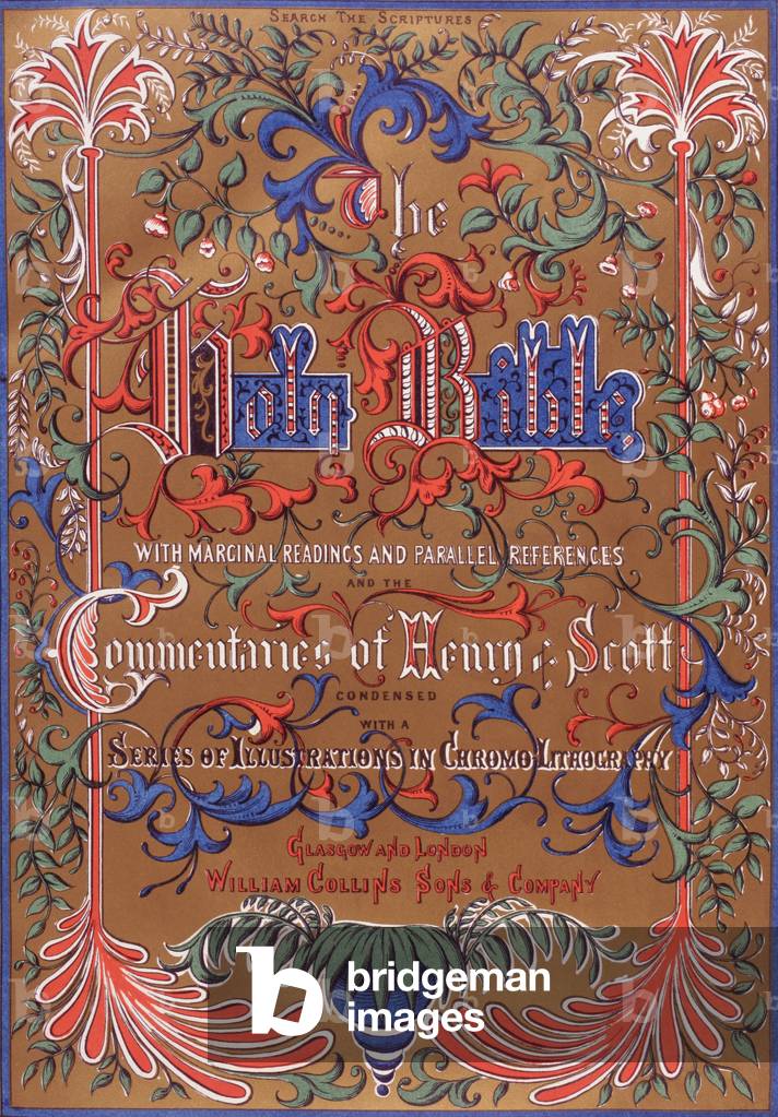 Title page of The Holy Bible (colour litho)