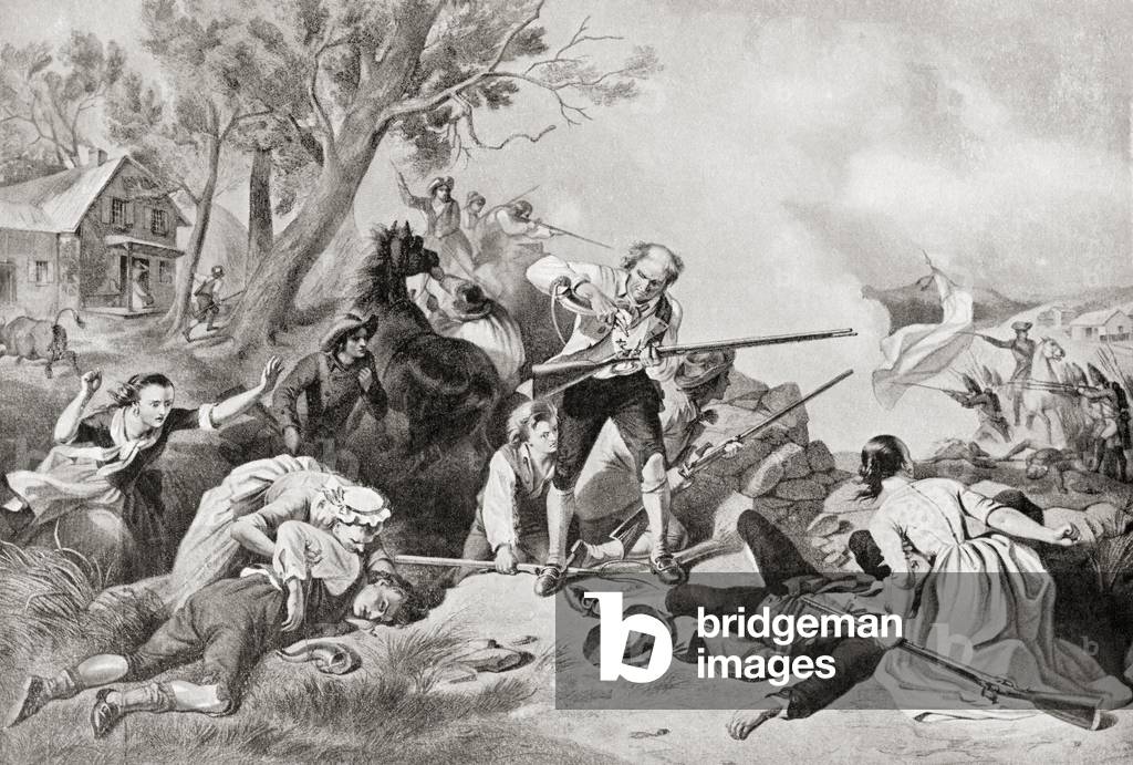 The Battle of Lexington, April 19 1775, from Hutchinson's History of the Nations, pub.1915 (print)