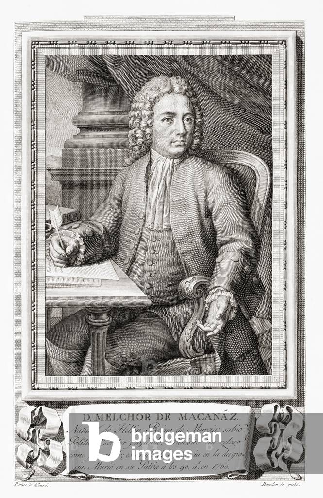 Melchor Rafael de Macanaz, after an etching in Retratos de Los Españoles Ilustres, Madrid, Spain, pub. 1791