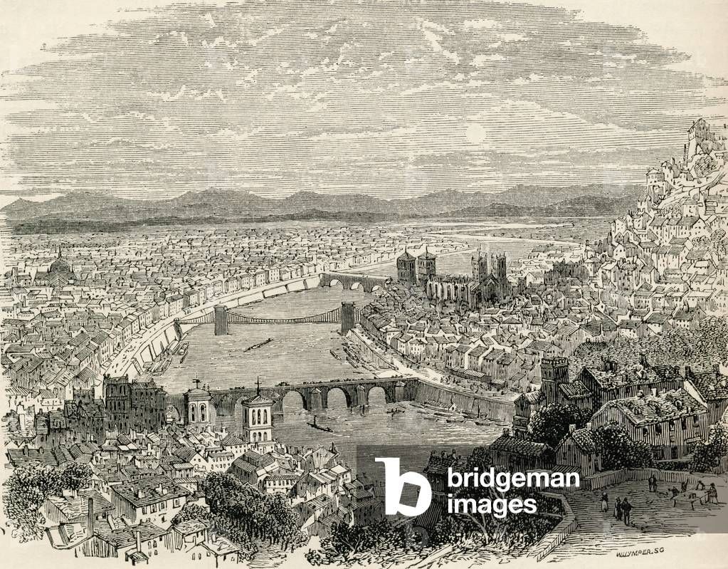 Lyon, France, in the 19th century, from 'French Pictures' by Rev. Samuel G. Green, published 1878 (litho)