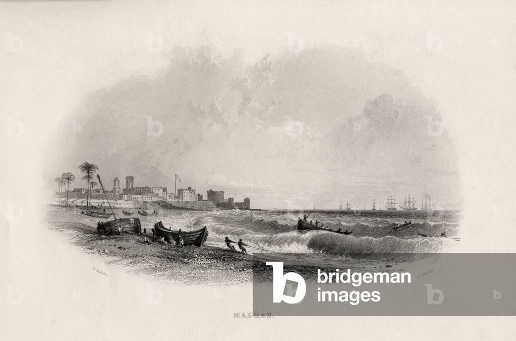 Madras, India, engraved by Charles Cousen (1815-89) (engraving)