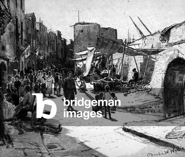 Garibaldi Street, Taranto, Italy, from 'The Picturesque Mediterranean', Volume 3, engraved by Charles William Wyllie (1853-1923), published by Cassell and Co. Ltd., 1880s-90s (engraving)