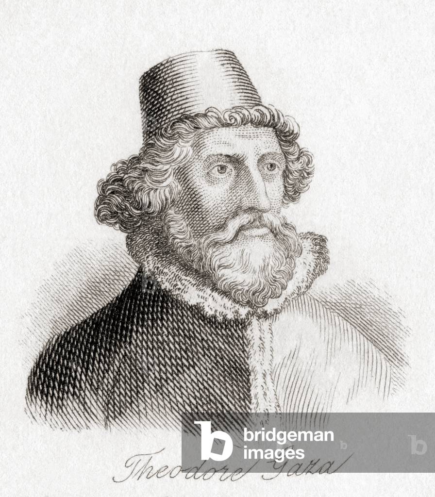 Theodorus Gaza or Theodore Gazis, c.1398 - 1475.  Greek humanist, and translator of Aristotle.