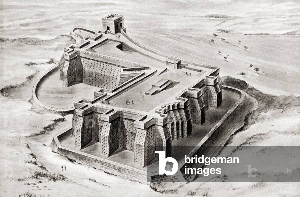 The Great Frontier Fortress at Semneh or Semna, Nubia,  from 'Hutchinson's History of the Nations', publ. 1915 (print)