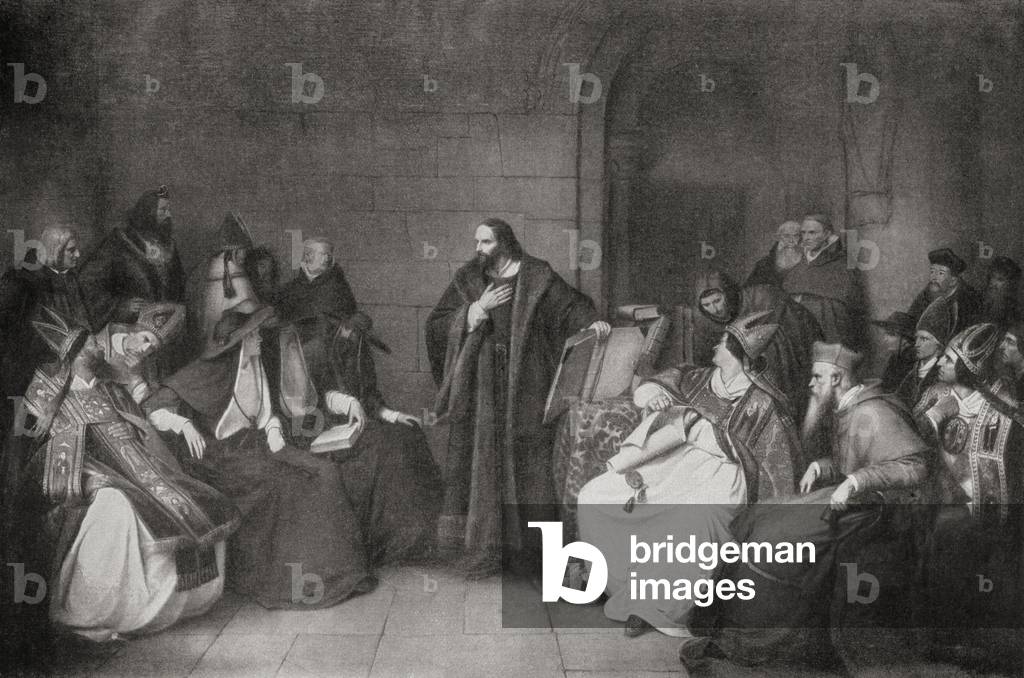 Jan Hus before the Council of Constance in 1414, 1920 (halftone print)