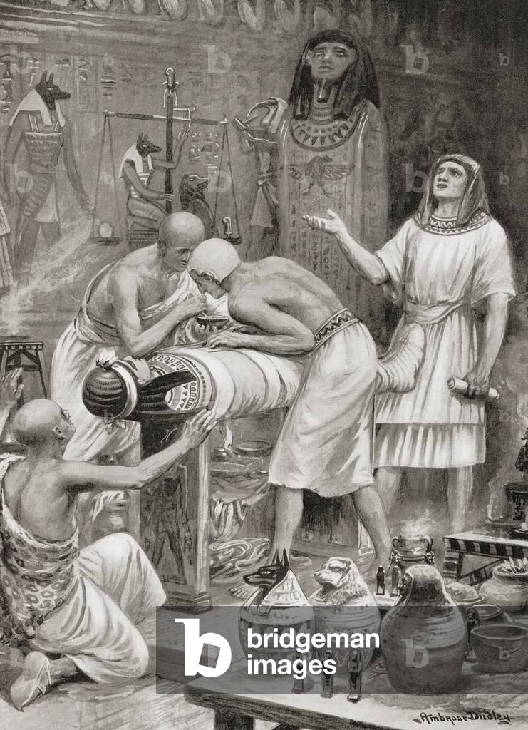 Embalming a body in ancient Egypt, from Hutchinson's History of the Nations, pub.1915