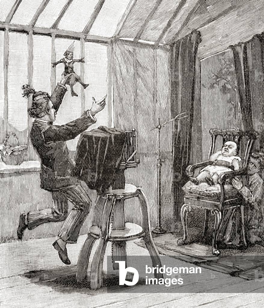 A 19th century photographer taking a photograph of a small child, from The Strand Magazine, Vol I January to June, 1891