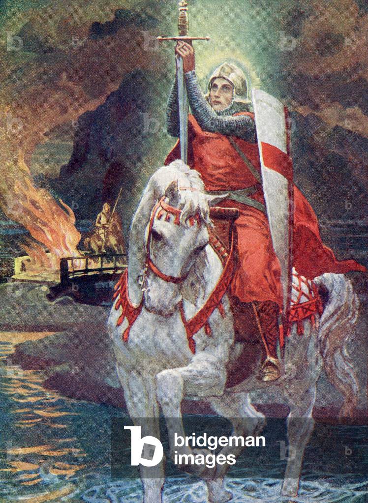 For one moment Percivale saw him stand out clear as a star, from Knights of the Grail: Lohengrin, Galahad pub. 1909