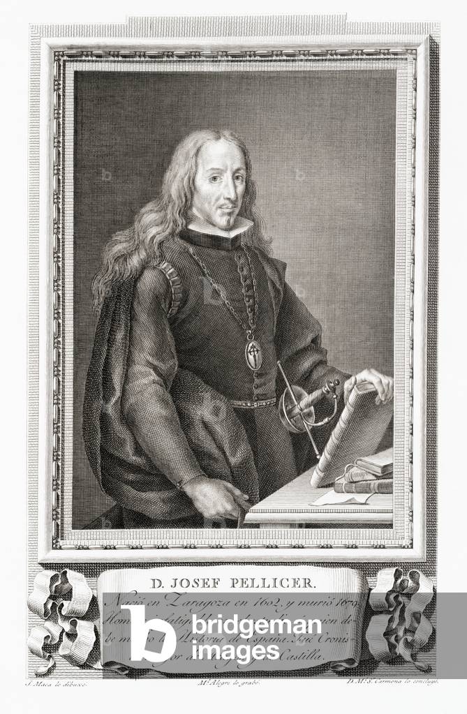 José Pellicer de Ossau y Tovar, after an etching in Retratos de Los Españoles Ilustres, Madrid, Spain, pub. 1791