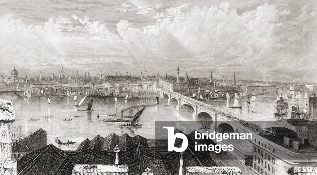 London, England from the tower of St. Saviours. Drawn and engraved by W.B.Scott.