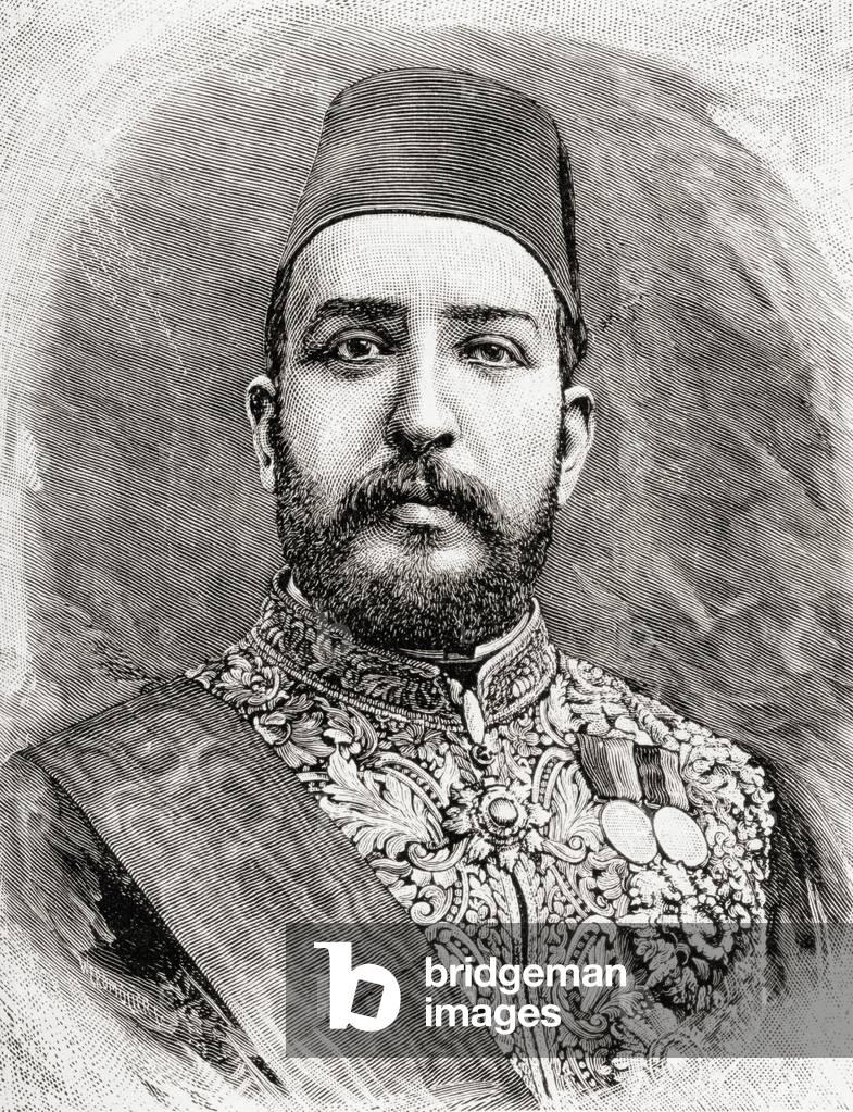 HH Muhammad Tewfik Pasha, Tawfik of Egypt, 1890 (wood engraving)